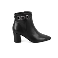 Siyah Kadın DesaComfort Toka Aksesuarlı Topuklu Deri Bot