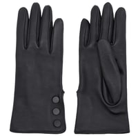 Siyah Kadın Düğmeli Deri Eldiven