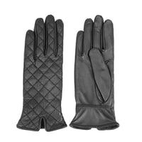 Siyah Kadın Kapitone Deri Eldiven