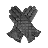 Siyah Kadın Kapitone Deri Eldiven