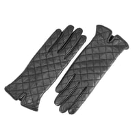 Siyah Kadın Kapitone Deri Eldiven