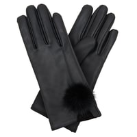 Siyah Kadın Kürk Detaylı Deri Eldiven