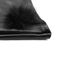 Siyah Kadın Kürk Detaylı Deri Eldiven