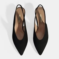 Siyah Kadın Süet Slingback Topuklu Ayakkabı