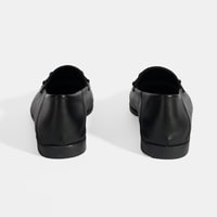 Siyah Kadın Toka Aksesuarlı Deri Loafer