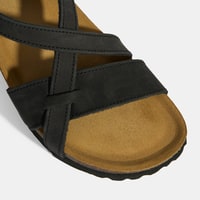 Siyah Kadın Toka Detaylı Süet Sandalet