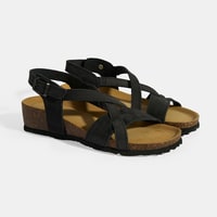 Siyah Kadın Toka Detaylı Süet Sandalet