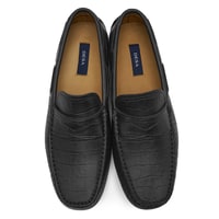 Stella Siyah Erkek Kroko Baskılı Deri Loafer