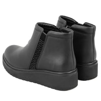 Stella Siyah Kadın Fermuarlı Deri Bot