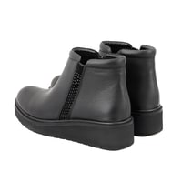 Stella Siyah Kadın Fermuarlı Deri Bot