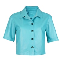 Teresina Turkuaz Kadın Deri Gömlek