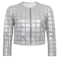 Terra Gümüş Kadın Panelli Deri Ceket