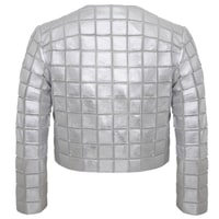 Terra Gümüş Kadın Panelli Deri Ceket