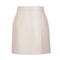 Terza Bej Kadın Deri Mini Etek