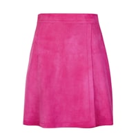 Tiberia Pembe Kadın Süet Deri Mini Etek