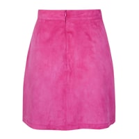 Tiberia Pembe Kadın Süet Deri Mini Etek