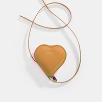 Turuncu Kalp Figürlü Mini Askılı Deri Cüzdan