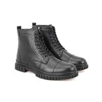Valentin Siyah Erkek Fermuarlı Deri Bot