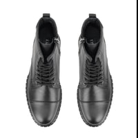 Valentin Siyah Erkek Fermuarlı Deri Bot