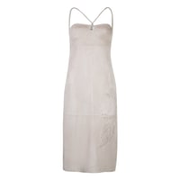 Verona Bej Kadın Nakışlı Süet Deri Elbise