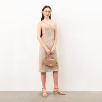 Verona Bej Kadın Nakışlı Süet Deri Elbise