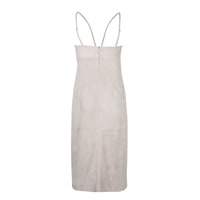 Verona Bej Kadın Nakışlı Süet Deri Elbise