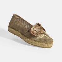 Vizon Kadın Çiçek Aksesuarlı File Detaylı Espadril