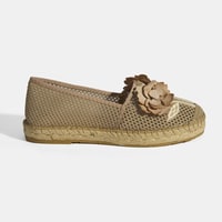 Vizon Kadın Çiçek Aksesuarlı File Detaylı Espadril