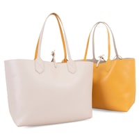 XXXEmely Bej Kadın Çift Taraflı Deri Omuz Çantası