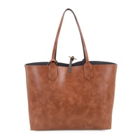 XXXEmely Gri Kadın Çift Taraflı Deri Omuz Çantası