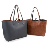 XXXEmely Gri Kadın Çift Taraflı Deri Omuz Çantası