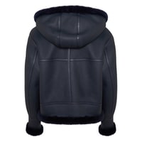 Zoe Lacivert Kadın Kürk Mont