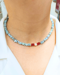 Larimar, Mercan ve İnci Kolye