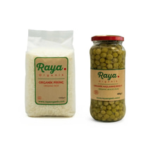 Organik Pirinç 1 kg - Organik Haşlanmış Bezelye 400 gr 2'li Set