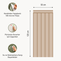 Panel-BejBej Panel Desenli Kendinden Yapışkanlı Folyo (50x120 cm)