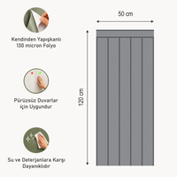 Panel-KoyuGriKoyu Gri Panel Desenli Kendinden Yapışkanlı Folyo (50x120 cm)