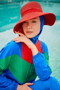 4'lü Tam Kapalı Tesettür Mayo Mavi