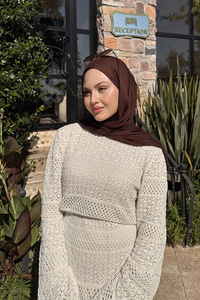 Ajur Kendinden Desenli Elbise Krem