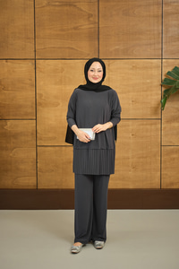 Alt Piliseli Bisiklet Yaka Takım Gri