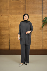 Alt Piliseli Bisiklet Yaka Takım Gri