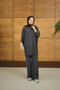 Alt Piliseli Bisiklet Yaka Takım Gri