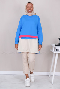 Uygun Fiyatlı ALTI PARCALI BUZGULU TUNIK  MAVI | Loccomoda.com 