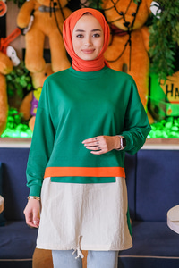 Uygun Fiyatlı ALTI PARCALI BUZGULU TUNIK  YESIL | Loccomoda.com 