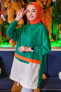 Uygun Fiyatlı ALTI PARCALI BUZGULU TUNIK  YESIL | Loccomoda.com 