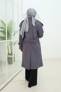 Apolet Detay Midi Boy Kaşe Kaban Antrasit