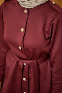 Apoletli Kemerli İkili Takım Bordo