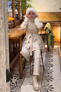 Apoletli Kemerli İkili Takım Krem