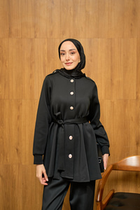 Apoletli Kemerli İkili Takım Siyah