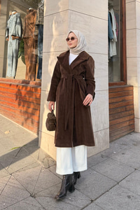 Apoletli Uzun Kaban Kahverengi