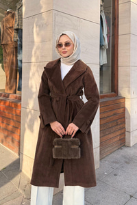 Apoletli Uzun Kaban Kahverengi